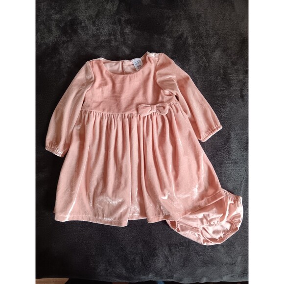 dress 9 months girls New Carters Pink Velvet Long Sleeve With Bottom outfit baby - Picture 1 of 5